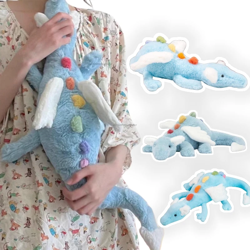 60-100CM Adorable Flying Dragon Animals Sky Blue Dolls Super Soft Throw Pillow Cartoon kawaii Birthday Christmas Gifts Decor