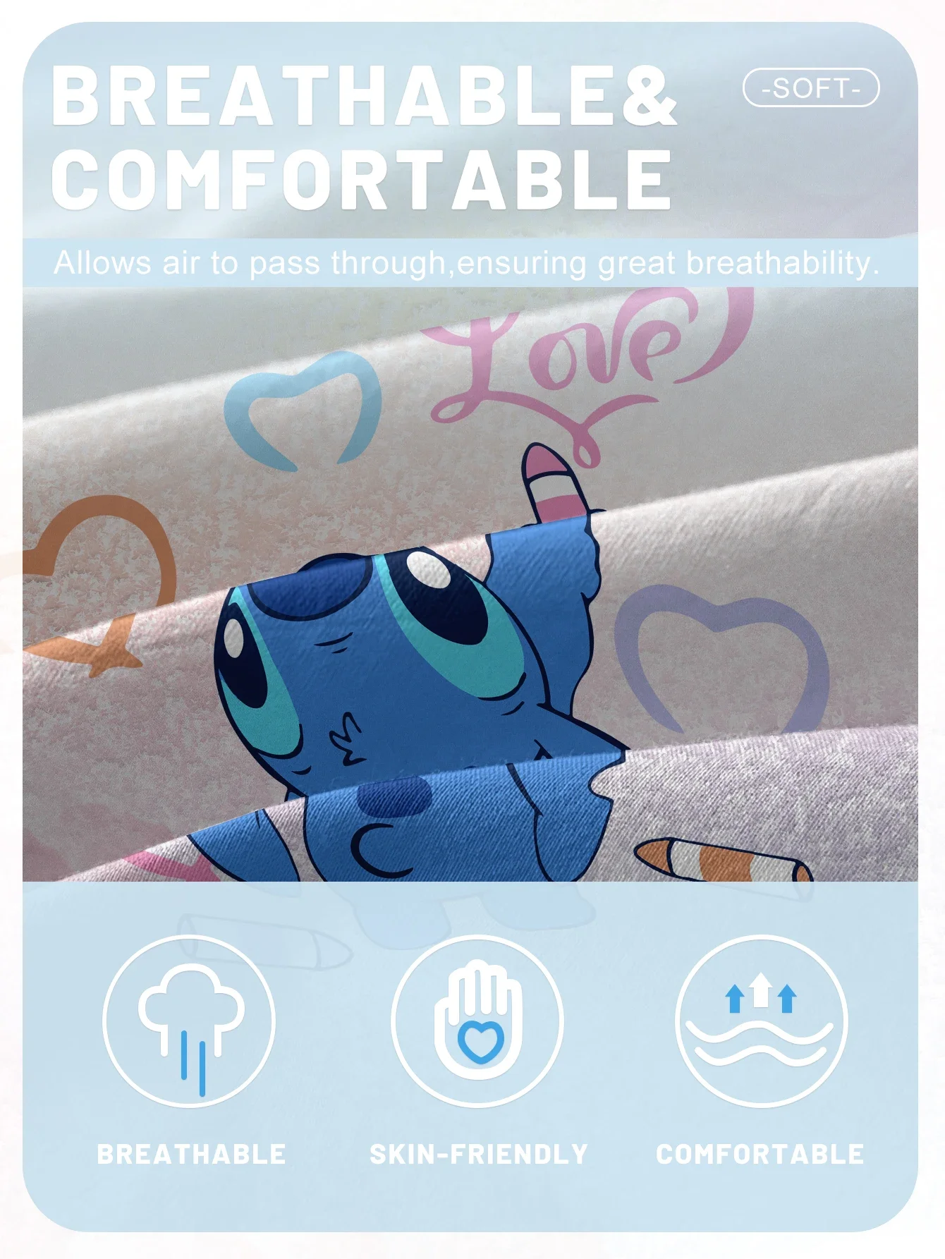 1 cartoon cute Stitch pattern digital printed frosted Fitted Sheet,bedroom printed bed cover,bedding(No pillowcase) 5
