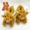 Highland Cow Plush Slippers with Socks Brown Cattle Home Slippers Scottish Animals Warm Soft Shoes Christmas Plushie Gift 1