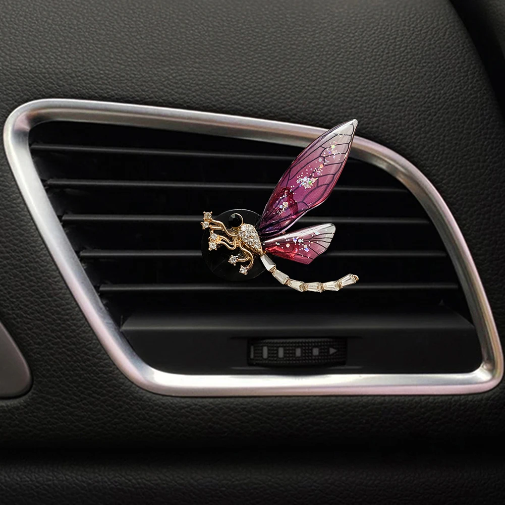 Shiny Rhinestone Dragonfly Car Air Freshener Clip