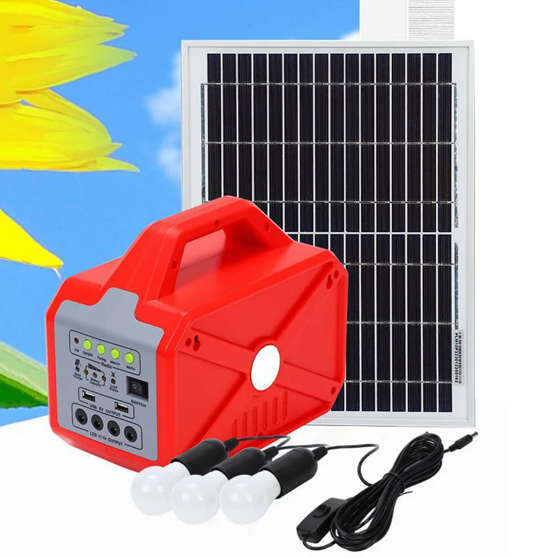 

Portable 9V Rechargeable Solar Panel Power Storage Generator System 10W/30W USB with Lamp Lighting Home Solar Energy System Kit