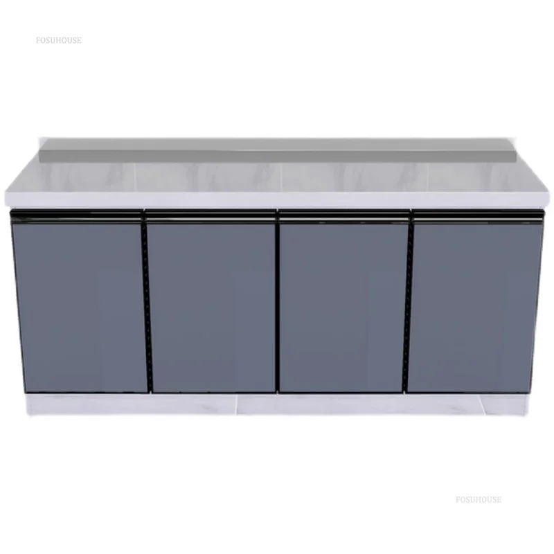 Stainless Steel Waterproof Kitchen Cabinets Household Furniture Kitchen Storage Sink Stove Cabinet Rental House Cabinet