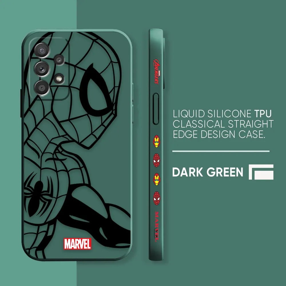 thumbnail image 1 of Case For Samsung Galaxy A91 A73 A72 A71 A53 A52 A51 A42 AO3S 4G 5G Simple Liquid silicone Case Marvel Line Iron Man Spiderman, 1 of 5