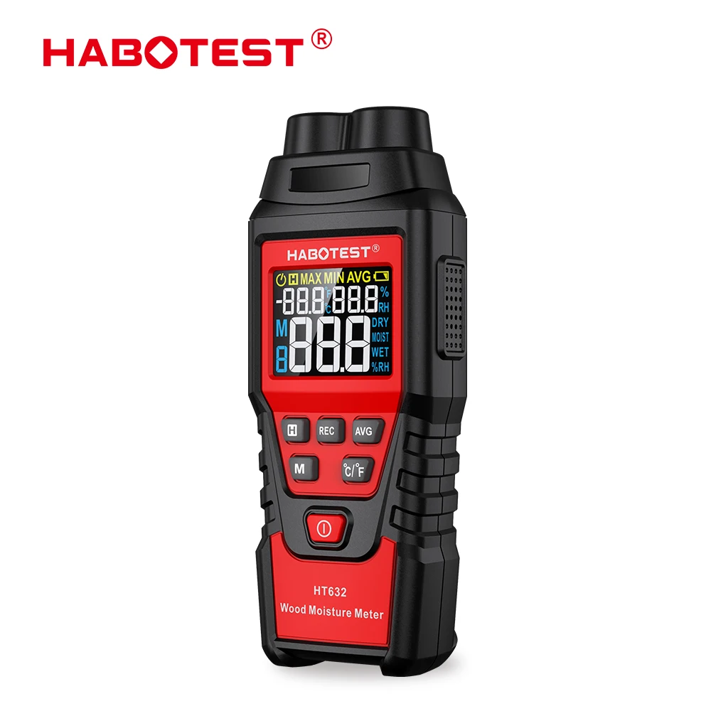 

HABOTEST HT632 Digital Wood Moisture Meter Wall Water Tester Humidity Meter Two Pins Hygrometer Concrete Cement Brick Detector