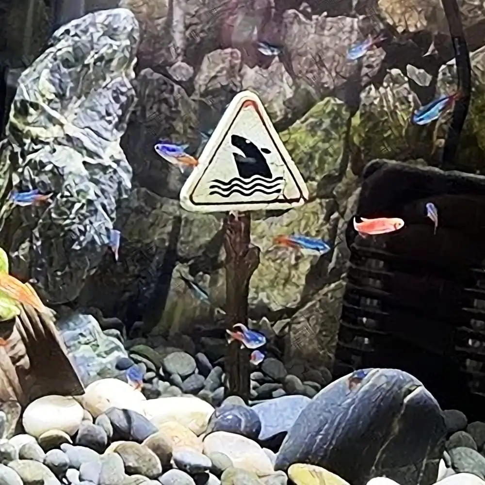 Creative Resin Fish Tank Decoration Artificial Shark Warning Sign Landscaping Accessories Aquarium Background Ornaments