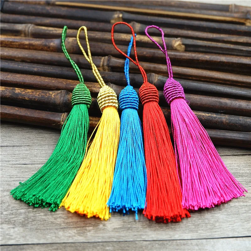 Mini Tassels, One Inch Threaded Silk Tassels with Ring