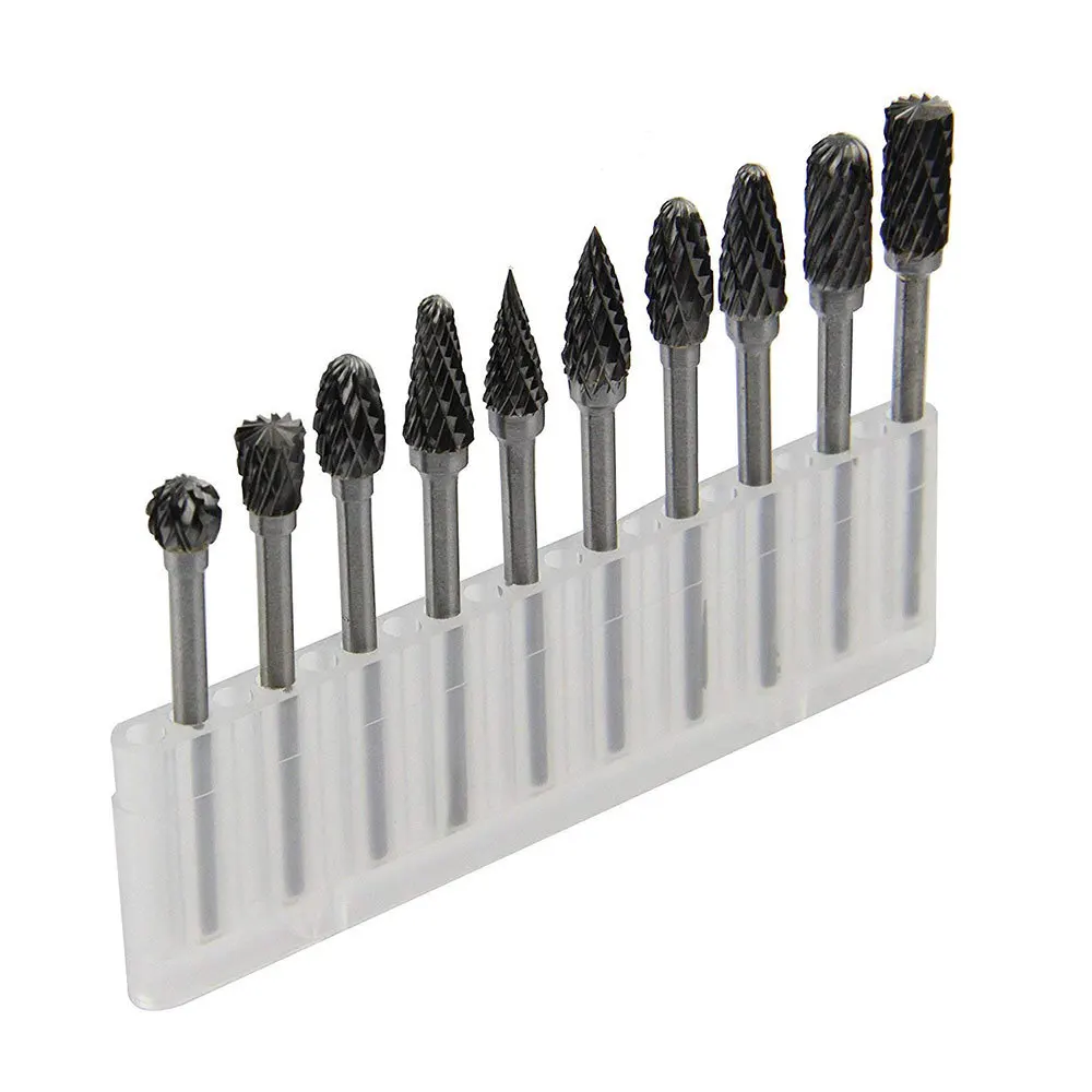 

10pcs Tungsten Steel Rotary File Boule Slot with Blade on The Top Carbide Alloy Cylindrical Milling Cutter Column Jewelry Tools