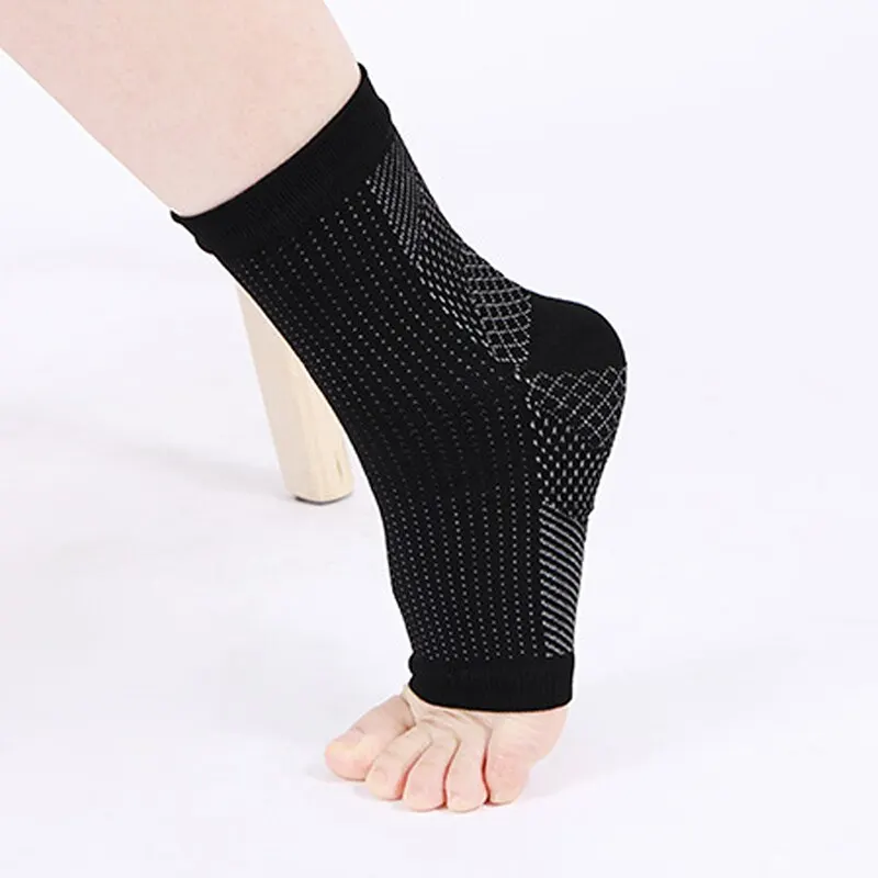 Compression Socks Sleeve Women Men Ankle Protect Copper Nylon Half Open Toe Sports