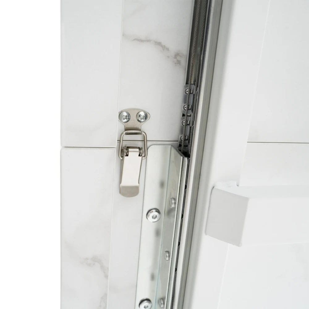 120–160 cm moderner rechteckiger Esstisch, dehnbar, bedruckte schwarze Marmor-Tischplatte + MDF-Tischbein in X-Form mit Metallsockel – Detail 29