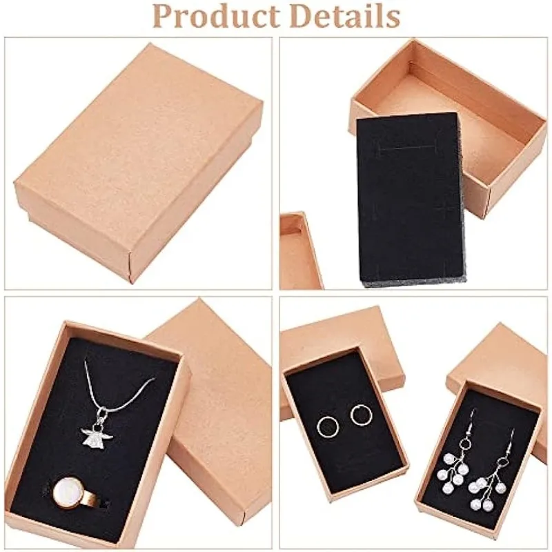 30 Scatoline Regalo Kraft Nere - 7.5x7.5x3 Cm, Facili Da Montare, Per Matrimoni E Feste