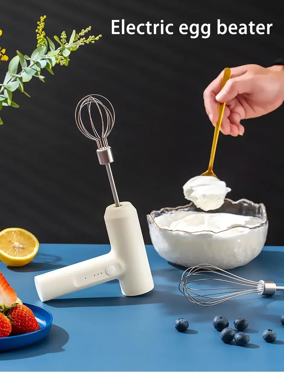 Description Picture 2 of itemWireless Electric Food Mixer Baking Dough Cake Cream Mixer Kitchen Tools USB Rechargeable Portable 3 Speeds Egg Beater