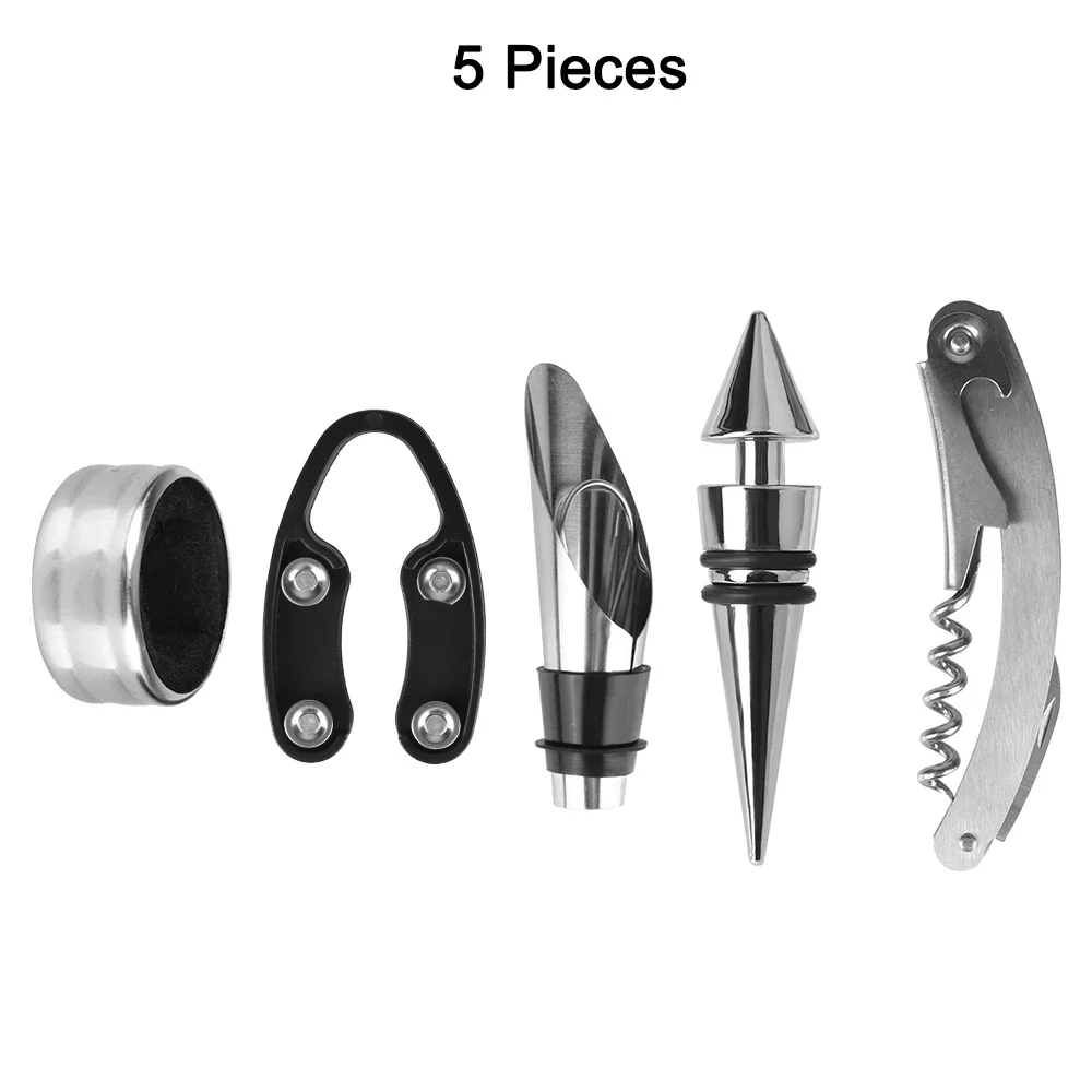 5PCS Corkscrew Set Stainless Steel Wine Opener Set for Large-Capacity Bottles Red Wine Tool Kit