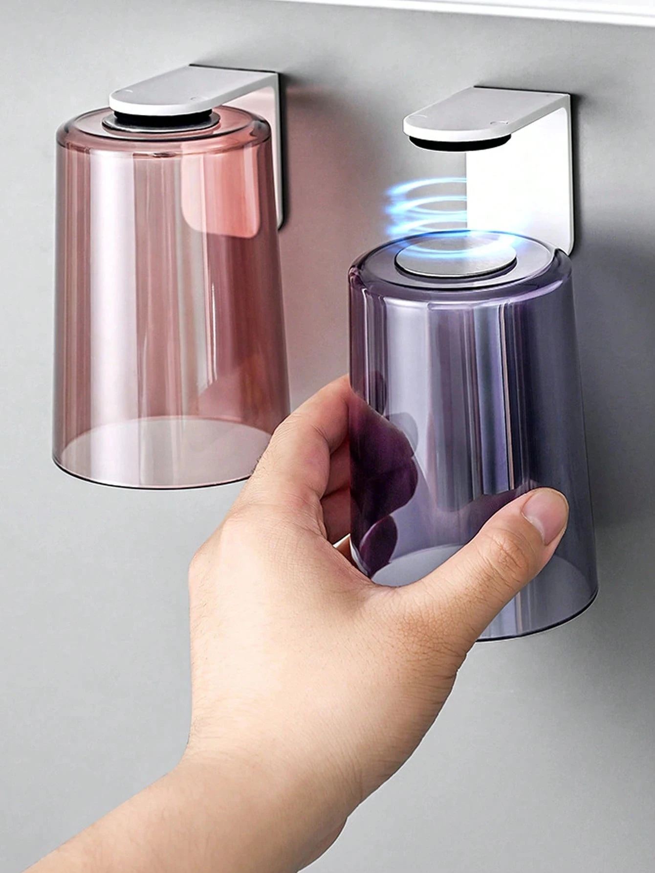 Soporte magnético para cepillos de dientes con vaso de pared_voghion.com