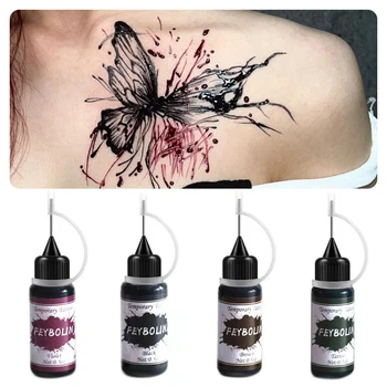 Tatuaggio Temporaneo Indiano all'Henné, Inchiostro per Body Art, Pigmento Semipermanente per Trucco Senza Dolore, per Sopracciglia ed Eyeliner, Forniture di Bellezza Fai-da-Te