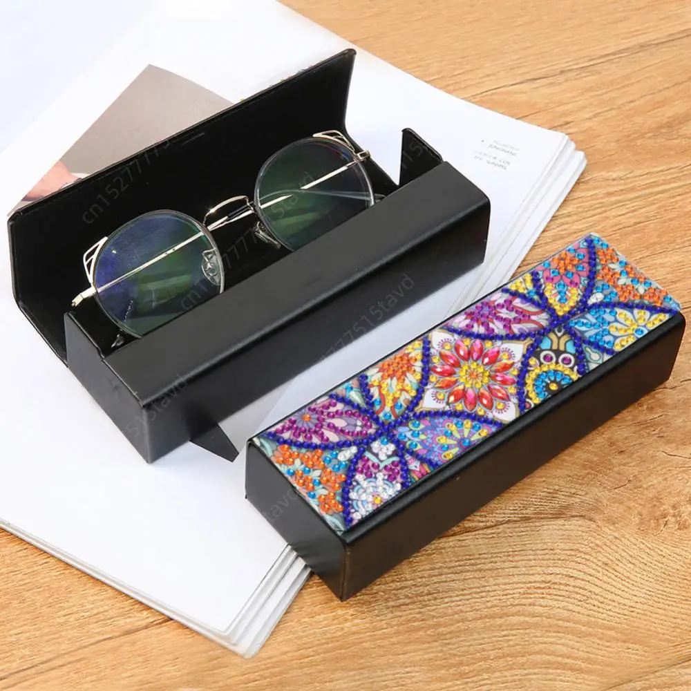 DIY Diamonds Painting Box Crystal Leather Glasses Case Handmade Art Crafts Creative Funny Handcrafts Portable for Christmas Gift diamond painting diamond painting accessories