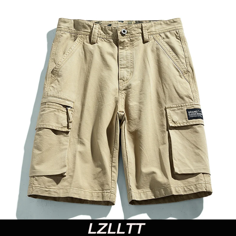 2023 Summer Men Cargo Cotton Shorts Abbigliamento Uomo Casual Solid Breeche Bermuda Beach Jogger Multi Pocket Shorts Uomo Dropshipping