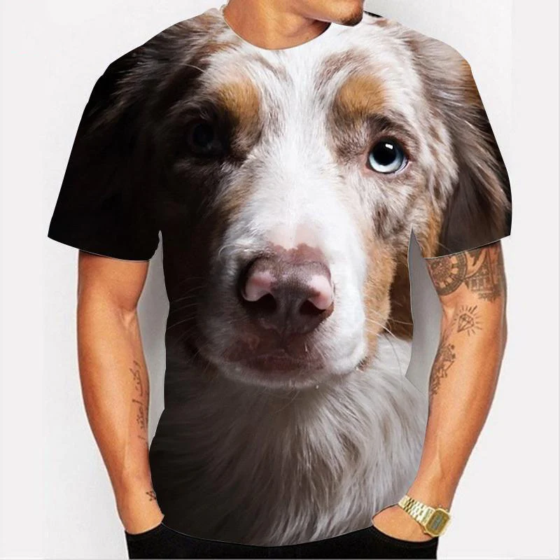 Cute Dog Print Short Sleeve T Shirt for Men and Women