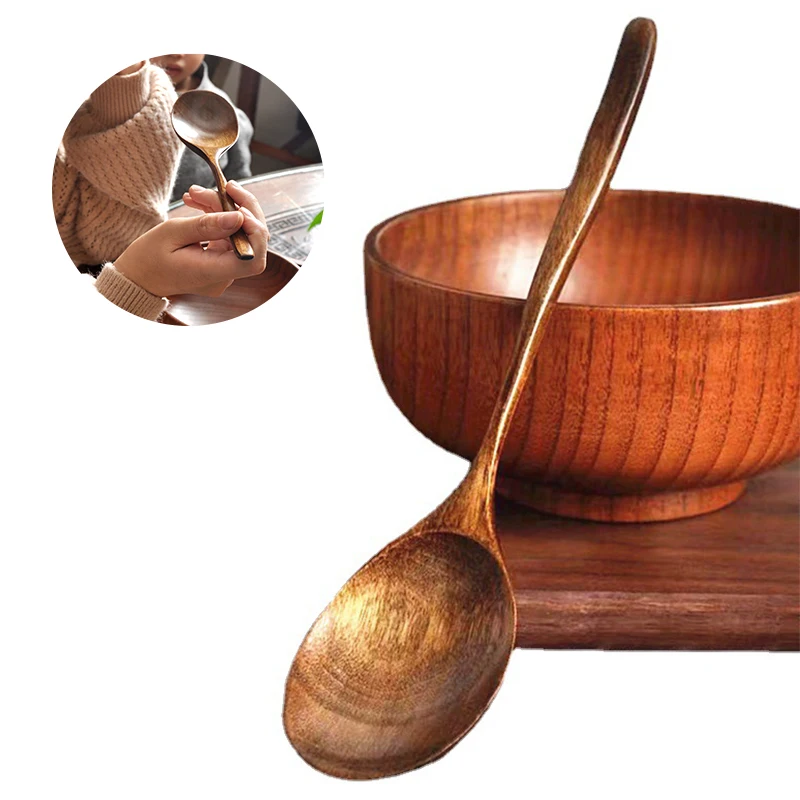 Kitchen Utensils Wooden Spoon Eco-friendly Tableware Gift Natural Easy To Clean Oval Spoon Eating Stirring wooden spoon,wooden cooking spoon