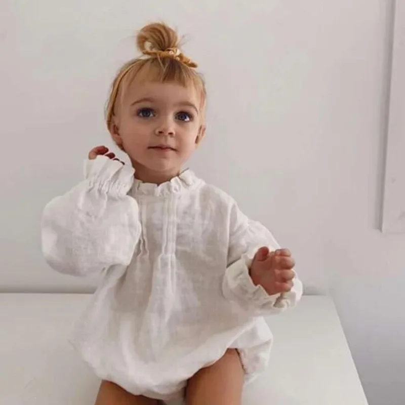 Autumn Baby Linen Bodysuits Long Sleeve One Piece Outfit