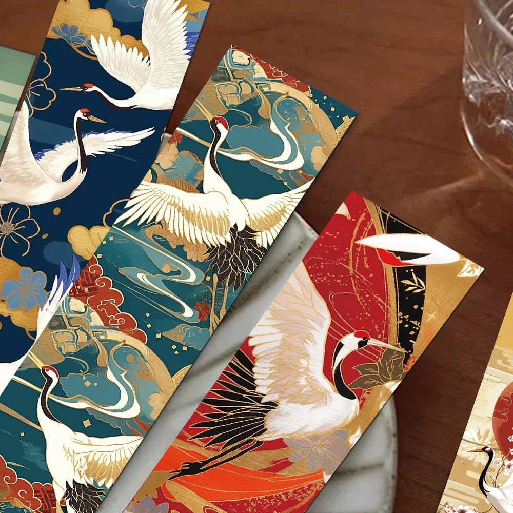 30pcs Colorful Vintage Cranes Bookmarks Reading Pages Books Marking School Stationary Supplies Paper Card DIY Aesthetic Bookmark