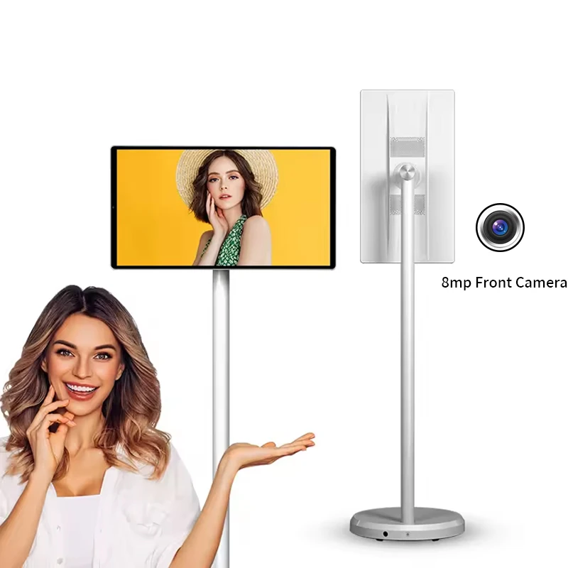 

Built-in camera 21.5 inch HD Live streaming machine touch screen WIFI By-Me with Battery smart TV Moveable stand Lcd monitors