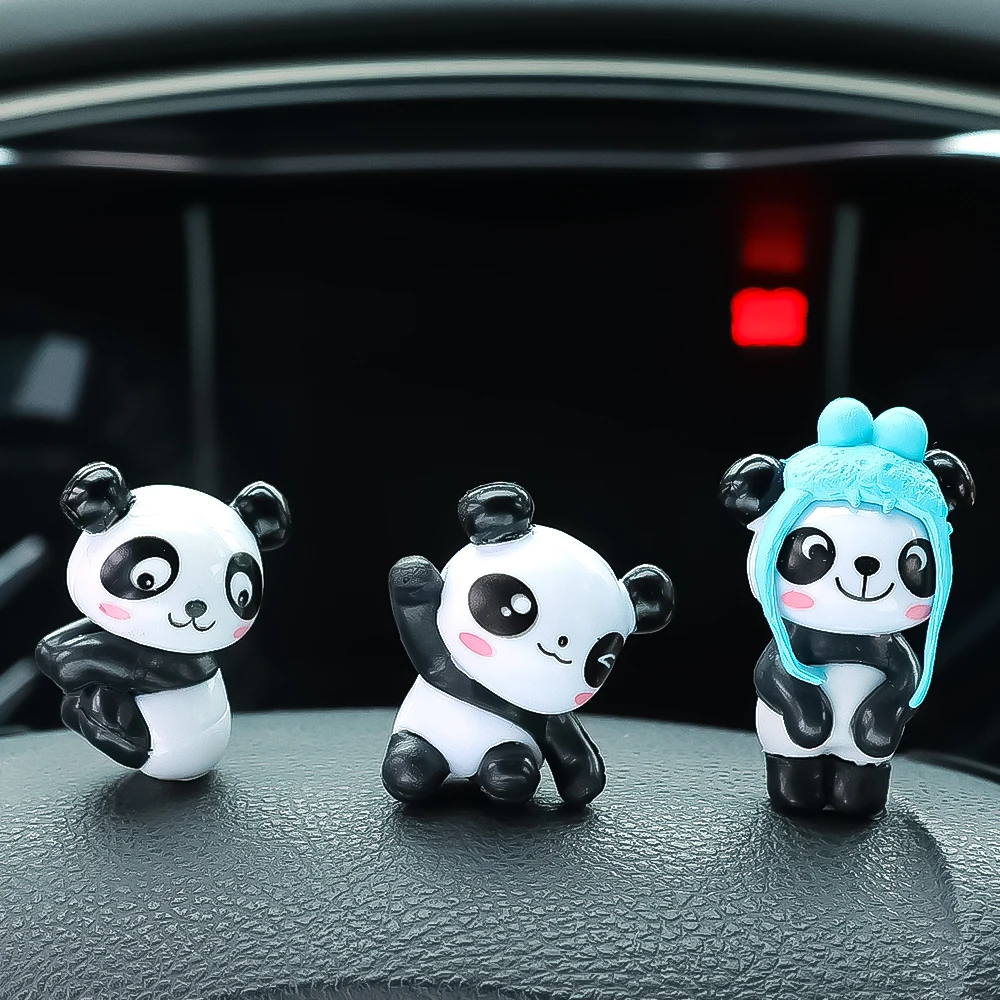 Niedliche zufällige Panda Auto Armaturen brett Ornamente Auto Interieur  Zubehör dekorative Spielzeug Paste Tiere Styling Auto Dekor Ornament -  AliExpress