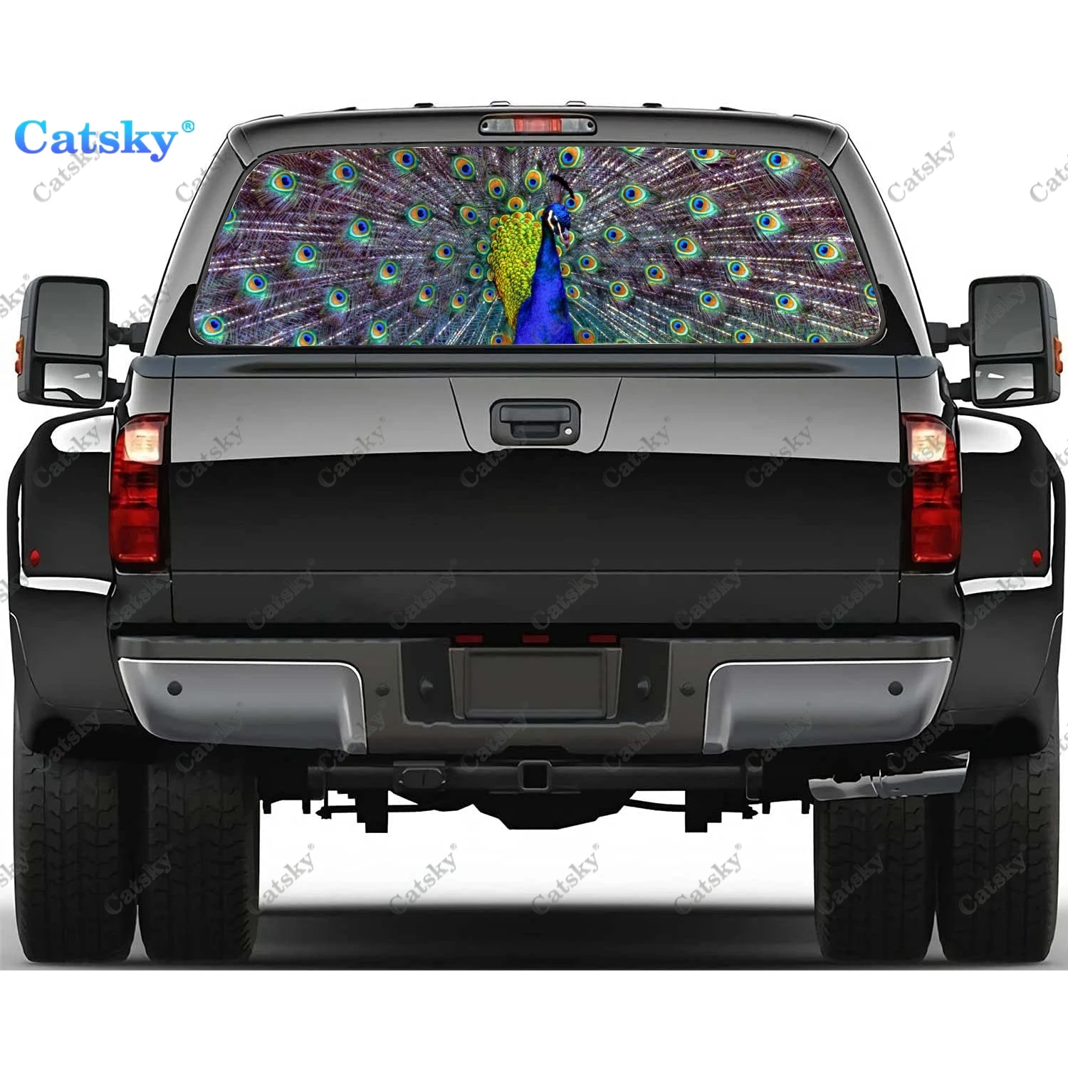 

Purple Peacock Pattern Rear Window Stickers Windshield Decal Truck Rear Window Decal Universal Tint Perforated Vinyl Graphic