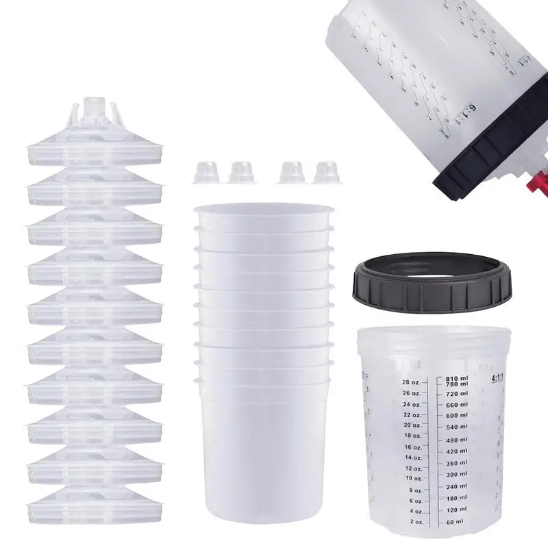 auto Paint System Hard Cups Practical Paint Sprayer Automotive Mixing Cup Sprayer Outer Cups With Clear Scale For Car Spraying
