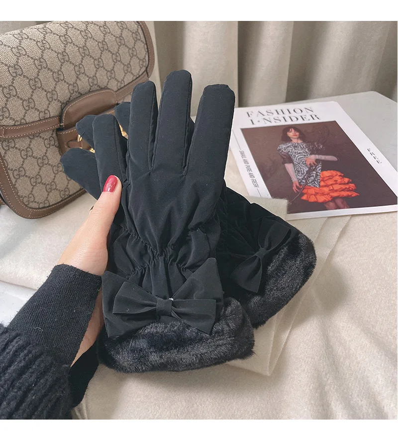 Lot De 2 Paires De Mitaines Thermiques Femme - 80% Polyester, 20% Cachemire, Sans Doigts, Noir Et Camel