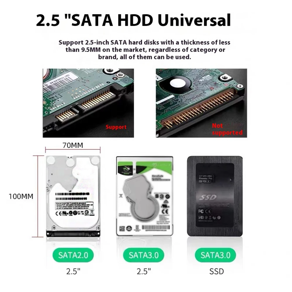 SATA to Type C/ USB 3.0/ USB 3.1 External Hard Drive Enclosure 2.5inch SSD Enclosure Tool-Free Installation 5Gbps Hard Disk box