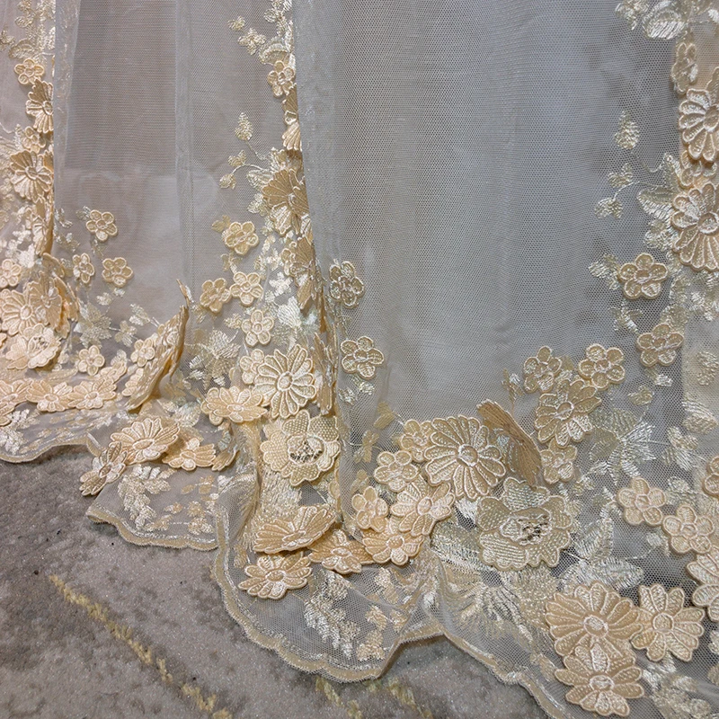 thumbnail image 1 of European Embroider Luxury White Tulle Sheer Curtains for Living Room Dining Bedroom Heavy Mbroidery Flowers Lace Cortinas Window, 1 of 5