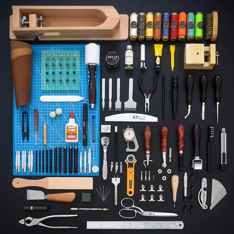 Professional handmade leather DIY tool set hand-sewn leather tools homemade wallet bag making