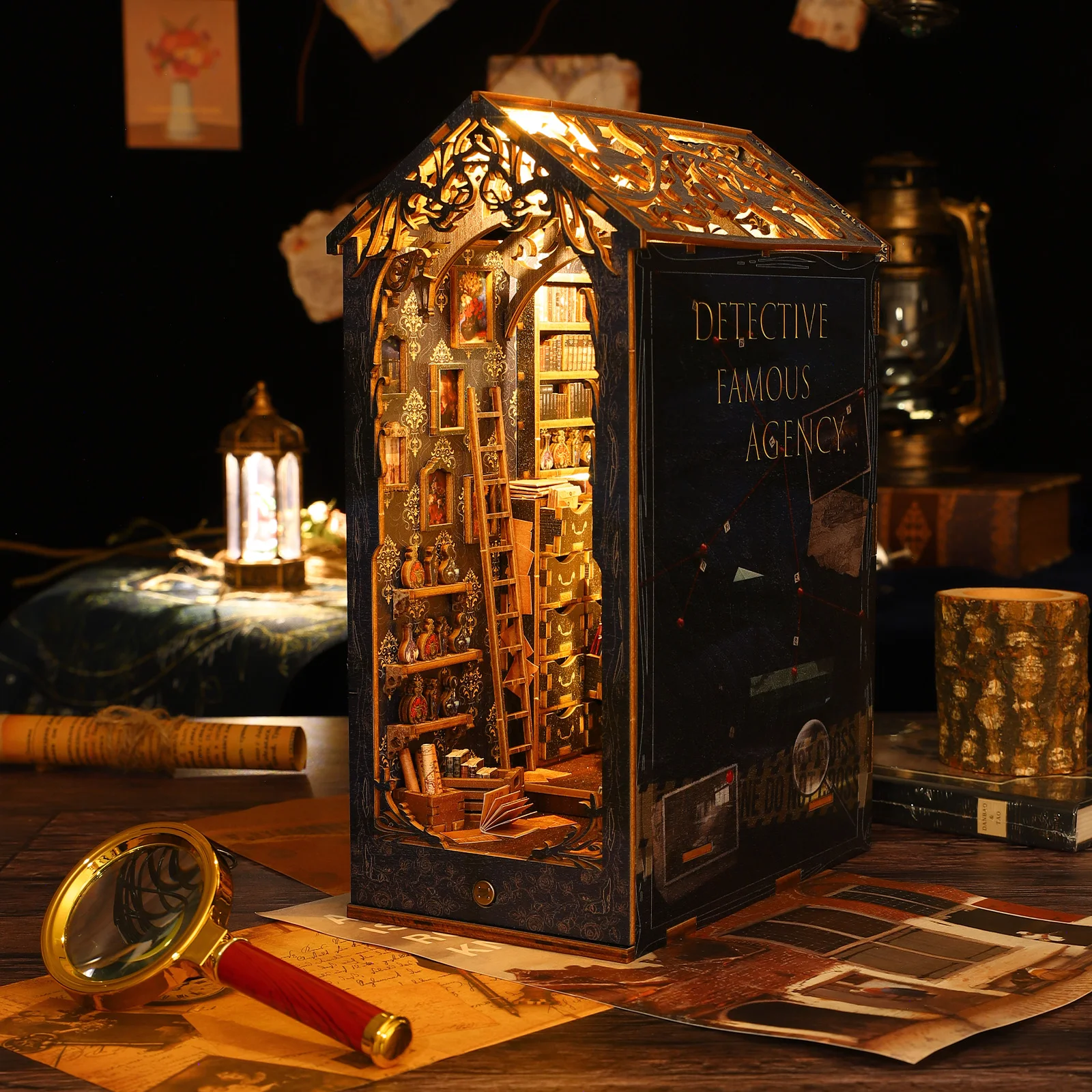 Strucwood Kit Angolo Libro Harry Potter Con Luci LED - Puzzle 3D In Legno Fai Da Te Con Copertura Antipolvere - Regalo Magico