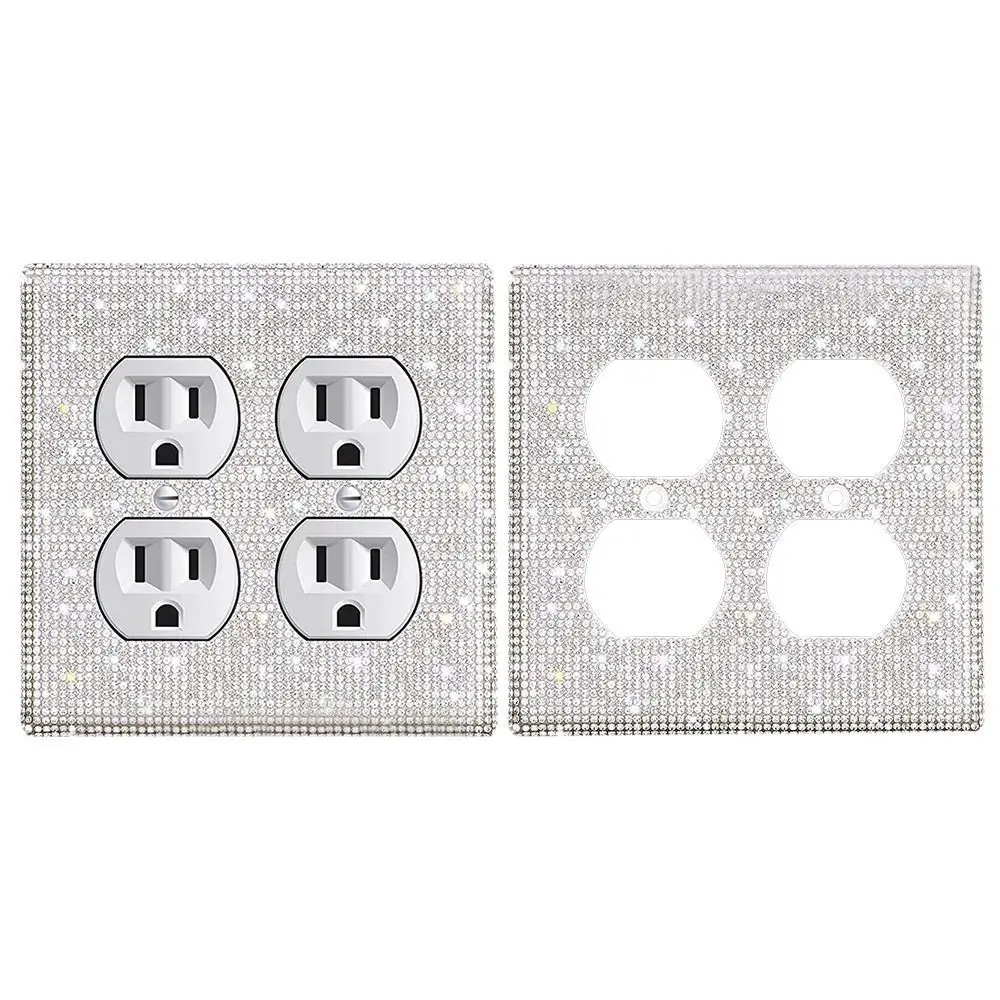 Access Panel Switch Panel Sticker Rhinestones Socket Frame Wall Plate Cover Bling Plug Outlet Glitter Crystal Home Decoration