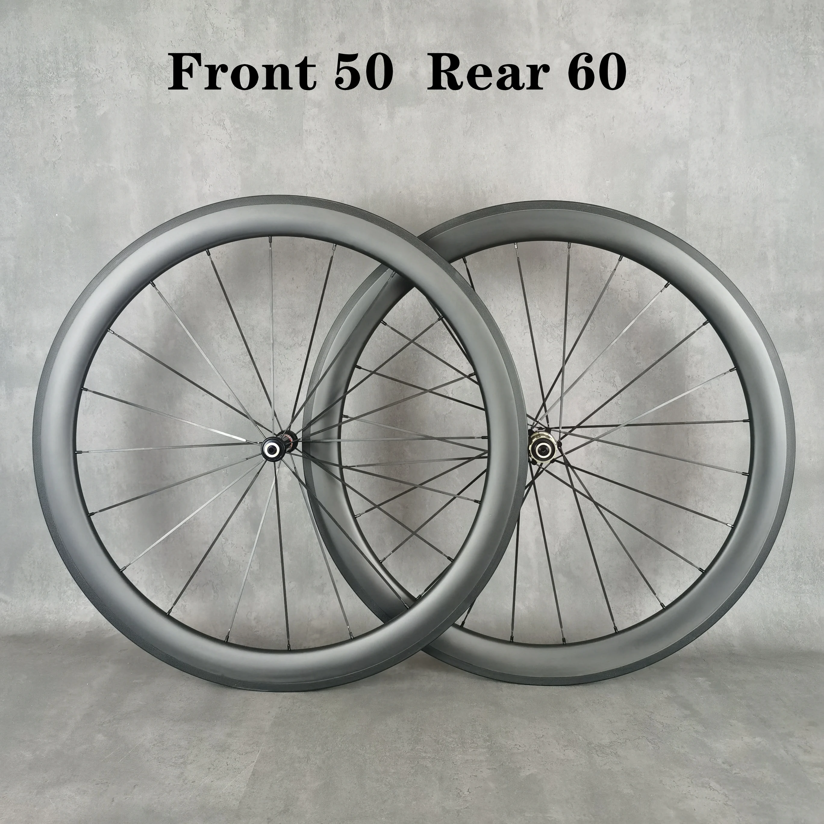 

Road Carbon Wheels V Brake, 700C, Front 50 rear 60 Depth, Clincher, Tubeless, Tubular with Novatec, Dt Hub, 11V ，Customize logo