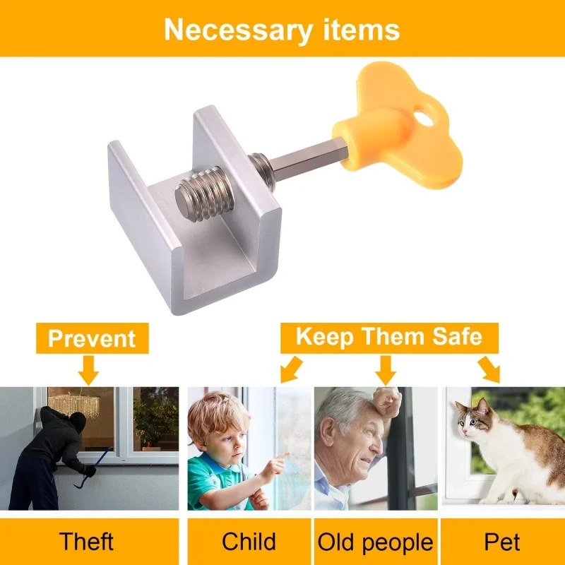 Sliding Window Sash Lock Stopper Anti-theft Door Lock Non Punch Aluminum Alloy Window Safety Locks for Baby Kids and Pets window safety lock