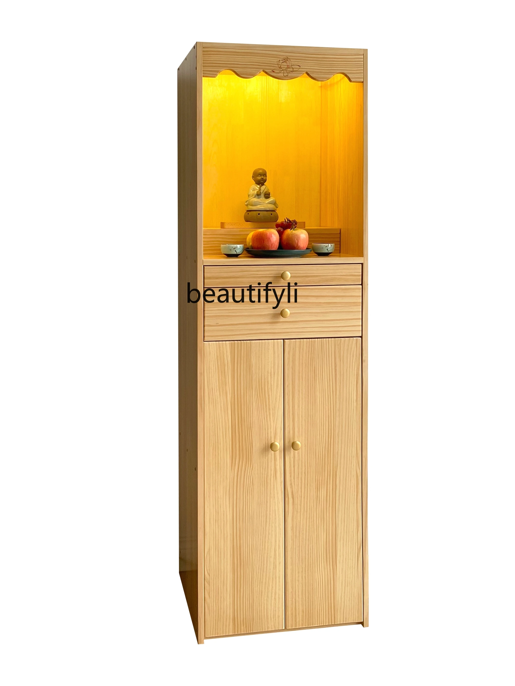 

Simple Solid Wood Buddha Niche Clothes Closet Home Cabinet with Door Altar Guanyin Bodhisattva God of Wealth Cabinet
