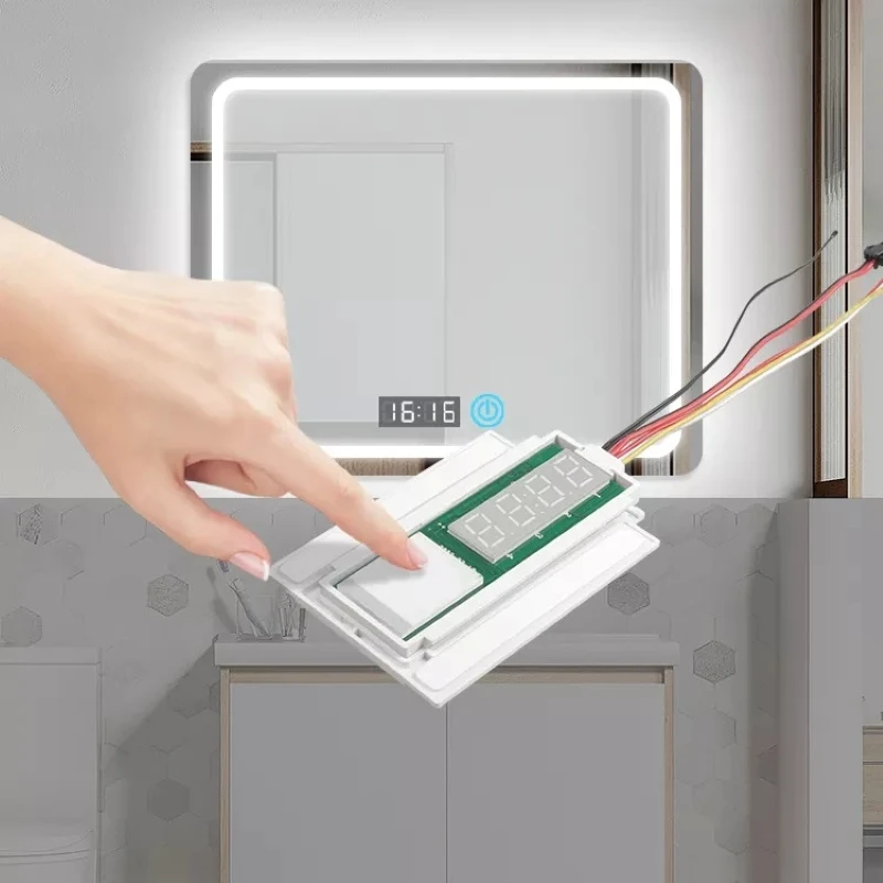 Sensor de Toque de Botão Único com Relógio Exibição de Temperatura Interruptor de Toque Led para Vaidade Espelho do Banheiro