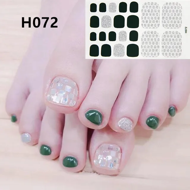 22tips Korea Toe Nail Sticker Wraps Adhesive Decals Toenail Polish Strips DIY Pedicure Foot Decals Manicure Women H072