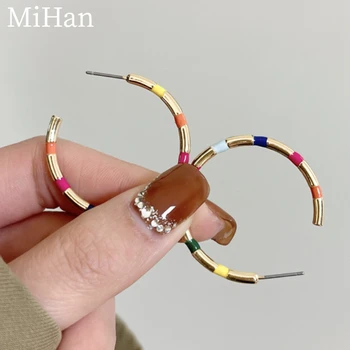 MiHan 여성용 패션 쥬얼리 후프 귀걸이, 인기있는 우아한 기질 금속 귀걸이, 소녀 도매
