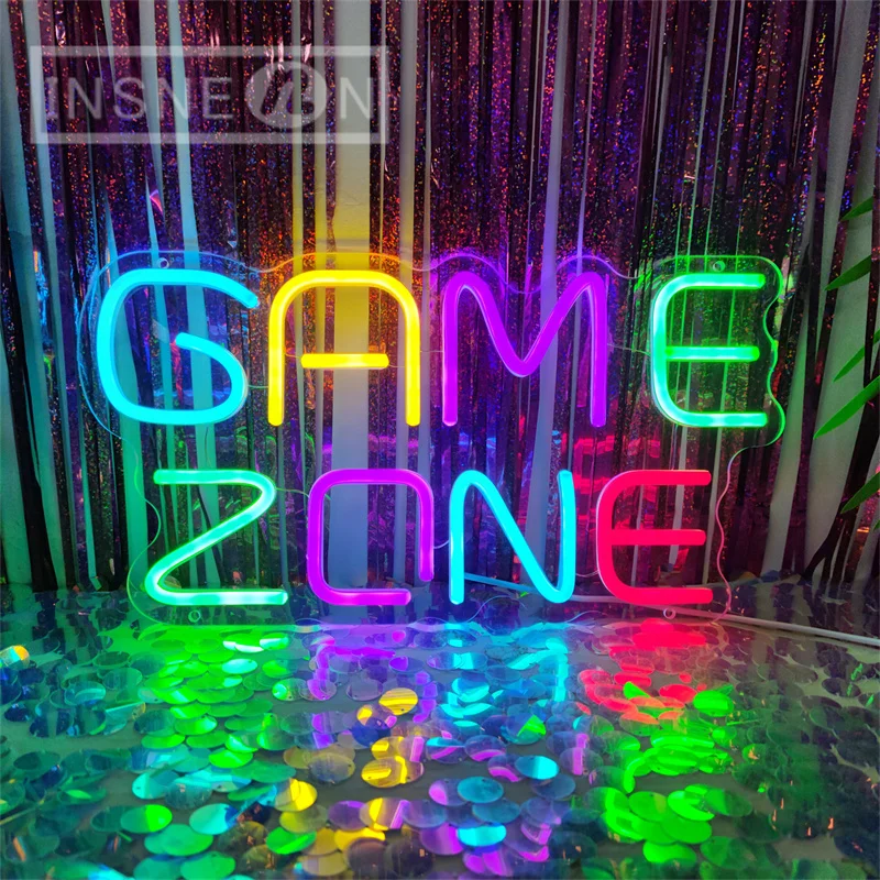 Strefa gry Neon lekki dekoracja ścienna do pokoju do gier na imprezę w sypialni z zasilaniem USB z linka do zawieszania Neon graczy