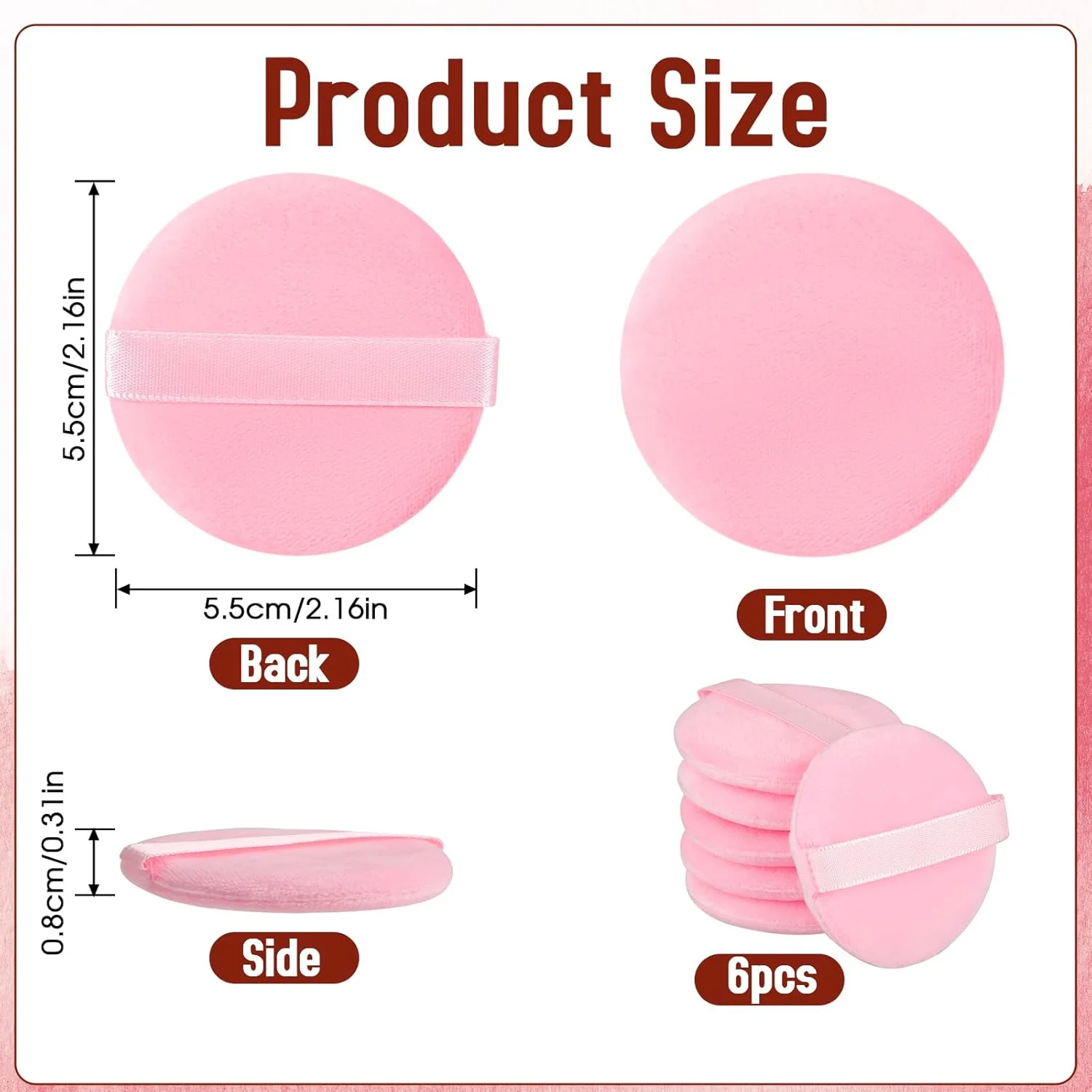 10pcs Round Makeup Powder Puffs Soft Velvet Powder Sponge Makeup Foundation for Loose Powder Mineral Powder Makeup Tools 6