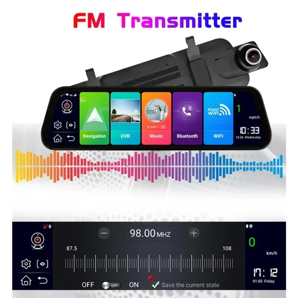 4G Android 8.1 Rearview Mirror Car DVR 10" HD 1080P 2+32G GPS WIFI ADAS Dash Cam Dual Lens Recorder Auto Camera Registrar DVRs