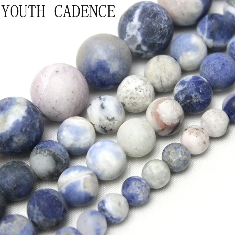 

Natural Dull Polish Matte White Blue Sodalite Stone Loose Beads For Jewelry Making DIY Bracelet Accessories 15" 4/6/8/10/12mm