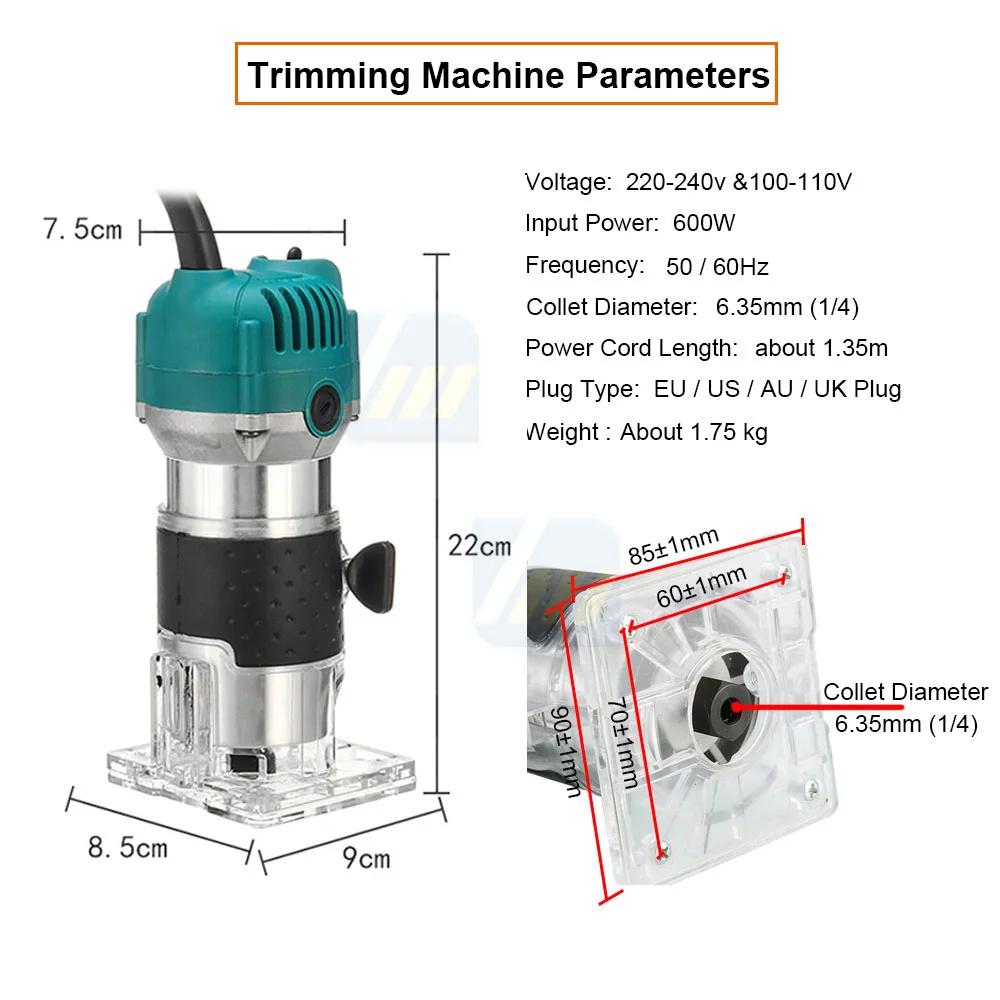 800w 30000rpm Woodworking  Electric Trimmer Wood Router With Milling Cutter Manual Machines Power Carpentry Tool Combo Kit 6