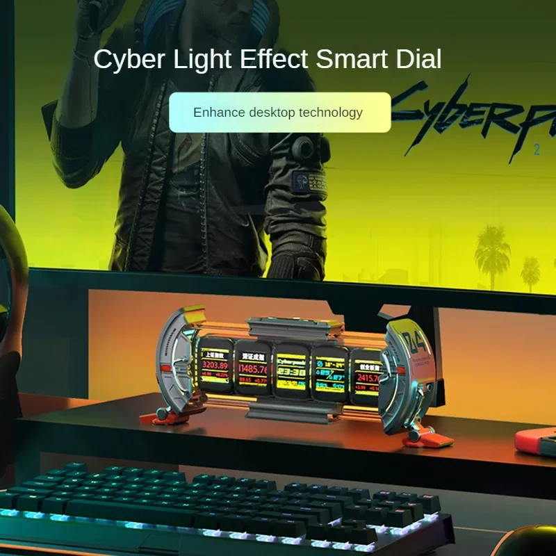 Digital Clock with Smart APP Control, Cyberpunk Tech E-sports Wifi Connect Tabletop Decoration RGB LED Display Gifts for Boys