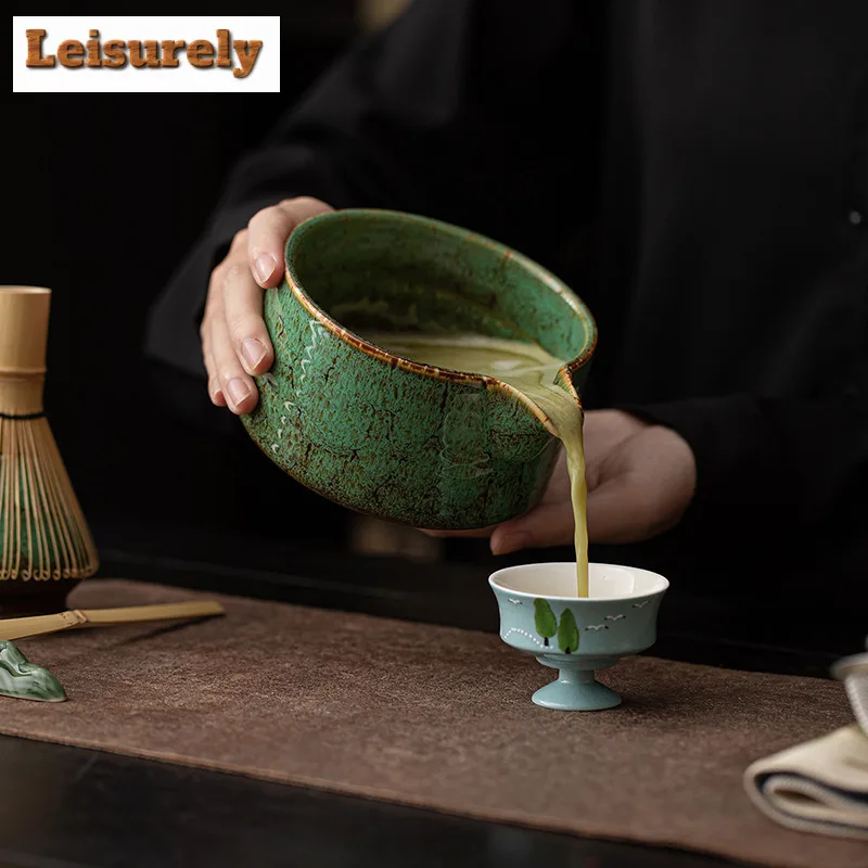 Kiln Fambe Matcha Four-piece Set Japanese Ceramic Tea Tools Bowl Whisk Brush Holder Spoon Tea Services Accessories Craft Supplie