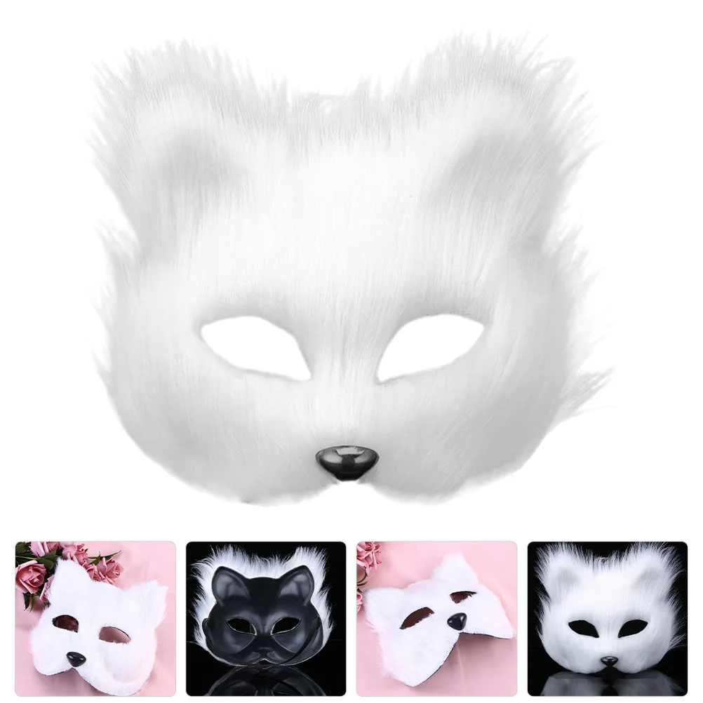 

Mask Masks Animal Fox Cosplay Masquerade Halloween Furry Party Face Half Costume Blank Therian Cat Carnival Hallween Diy Stage