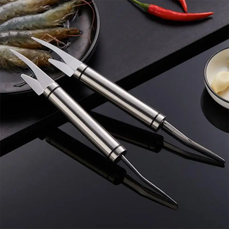 Kitchen Utensils 304 Stainless Steel Shrimp Line Knife Multifunctional Double-headed Shrimp Shelling and Gutting Opener Fish Belly Cutter