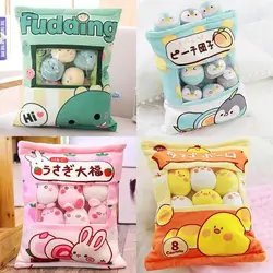 A Large Bag of Snacks Pillow Bunny Doll Cushion Dinosaur Penguin Cherry Blossom Snack Bag Household Mini Pillow Kawaii Ornaments